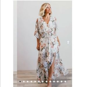 Baltic born Kia white floral maxi dress medium NWT
